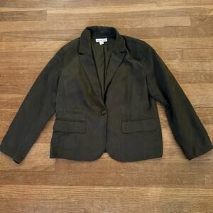 Coldwater Creek olive green one button blazer jacket size petite medium MP
 b24